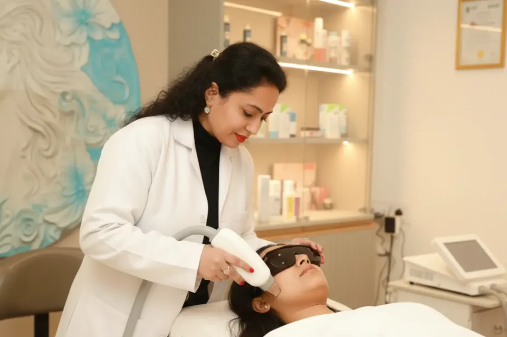 laser-skin-treatment-delhi Non-ablative laser treatment for skin whitening & pigmentation at dermatology clinic