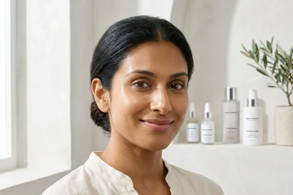 hydrafacial benefits glowing hydrated Indian woman after treatment