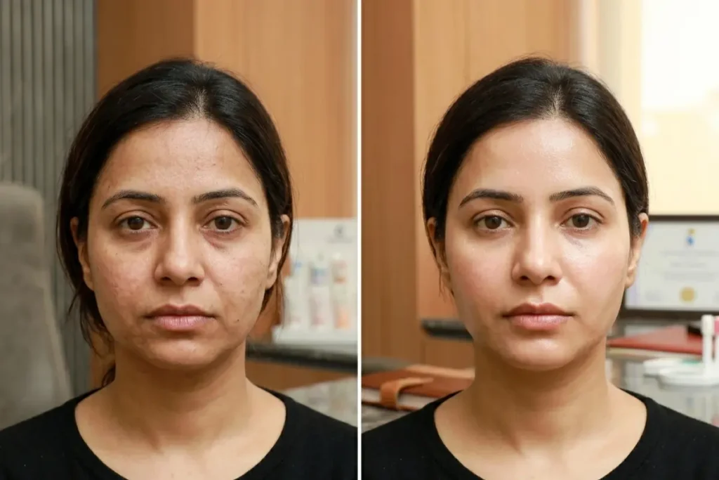 skin rejuvenation before and after glowing skin result