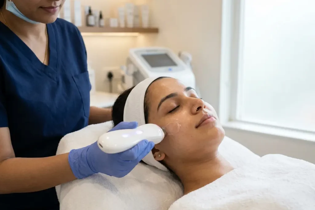 skin rejuvenation treatment close up in a modern dermatology clinic