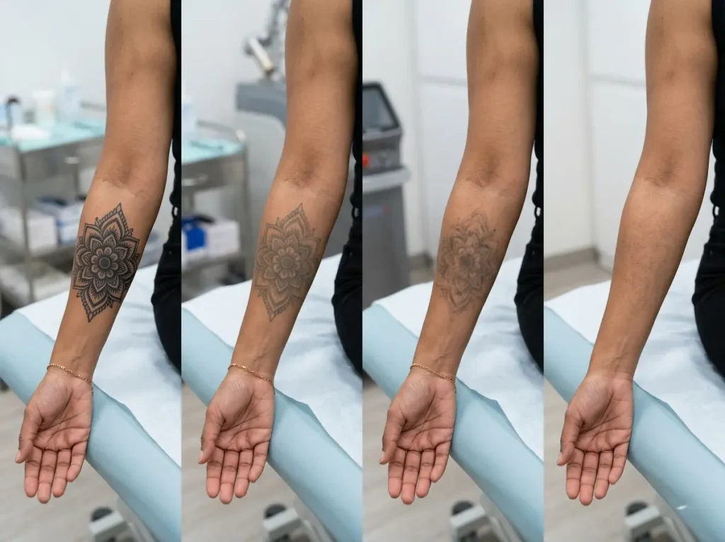 tattoo removal fading progress after multiple laser sessions