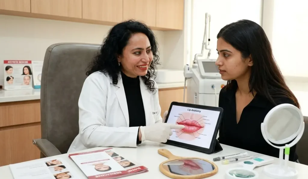 lip fillers consultation with dermatologist in Delhi