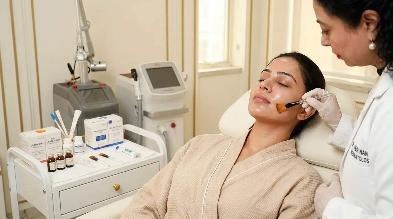Professional chemical peel treatment for healthy glowing skin