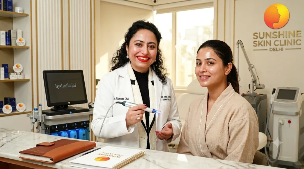 hydrafacial-consultation-delhi Dermatologist consultation before Hydrafacial treatment