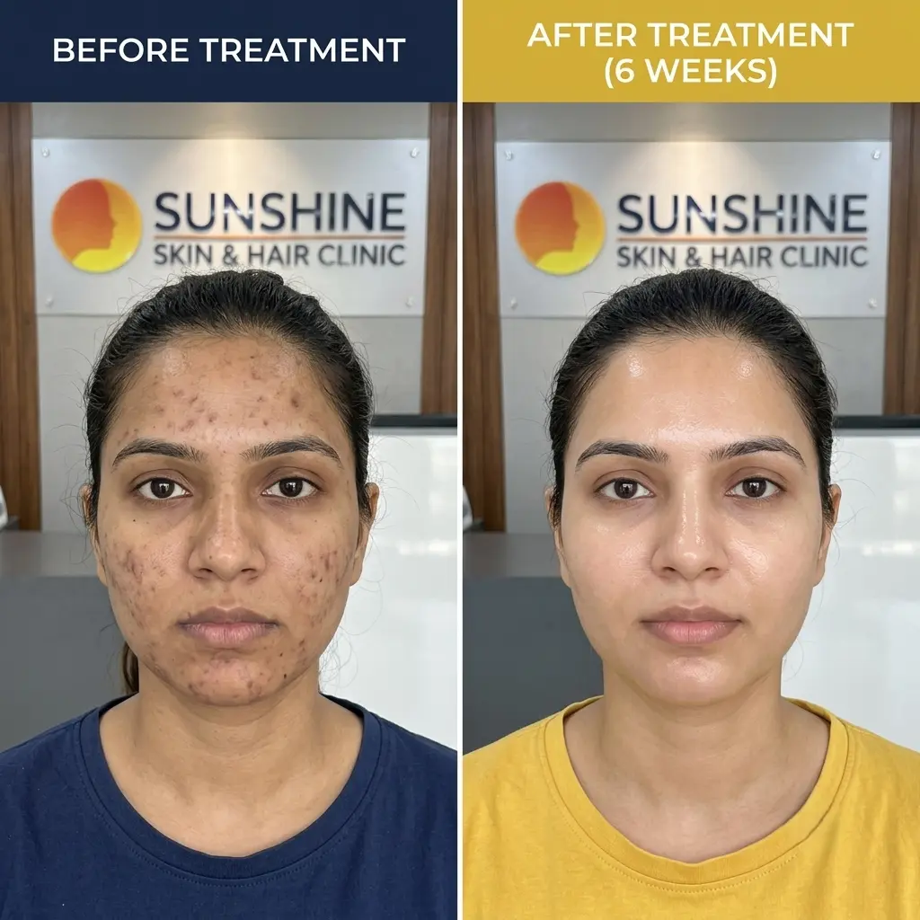 chemical-peel-before-after-photo Before and after chemical peel treatment at
Sunshine Skin & Hair Clinic