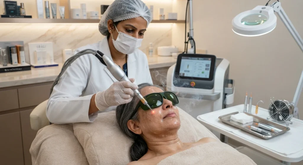 laser-skin-rejuvenation-treatment Laser skin rejuvenation treatment in dermatology clinic
