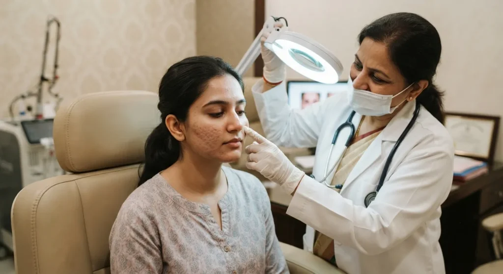 acne-scar-evaluation Acne scar assessment before treatment