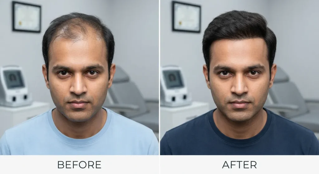 hair-density-improvement-before-after Illustrative before and after hair density improvement treatment