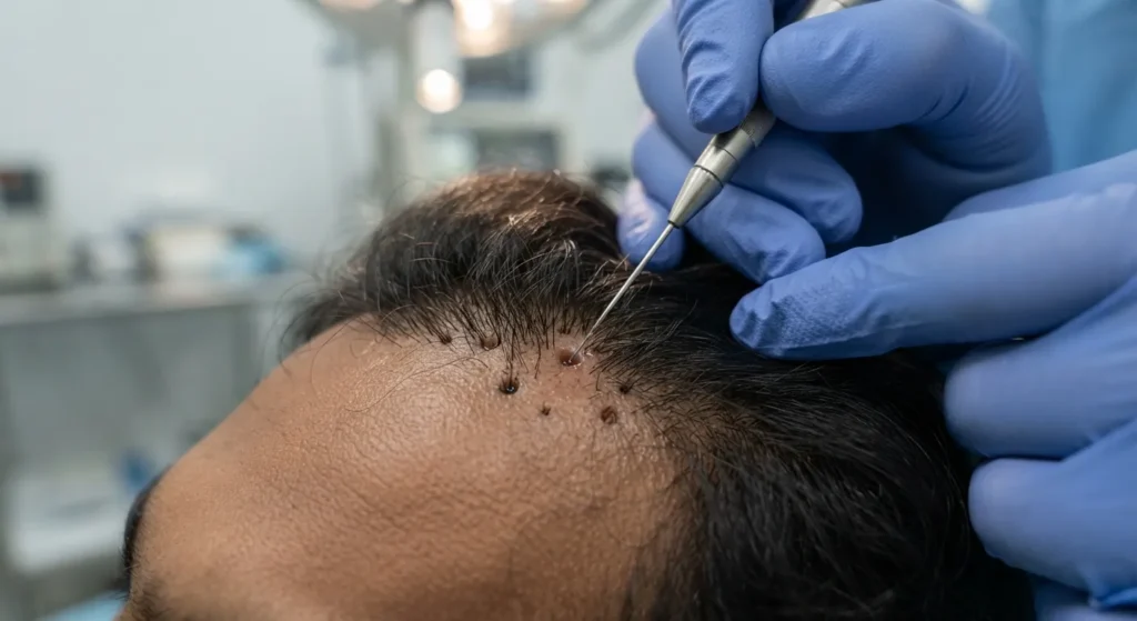 hair-transplant-surgery-closeup Close-up hair transplant surgery procedure