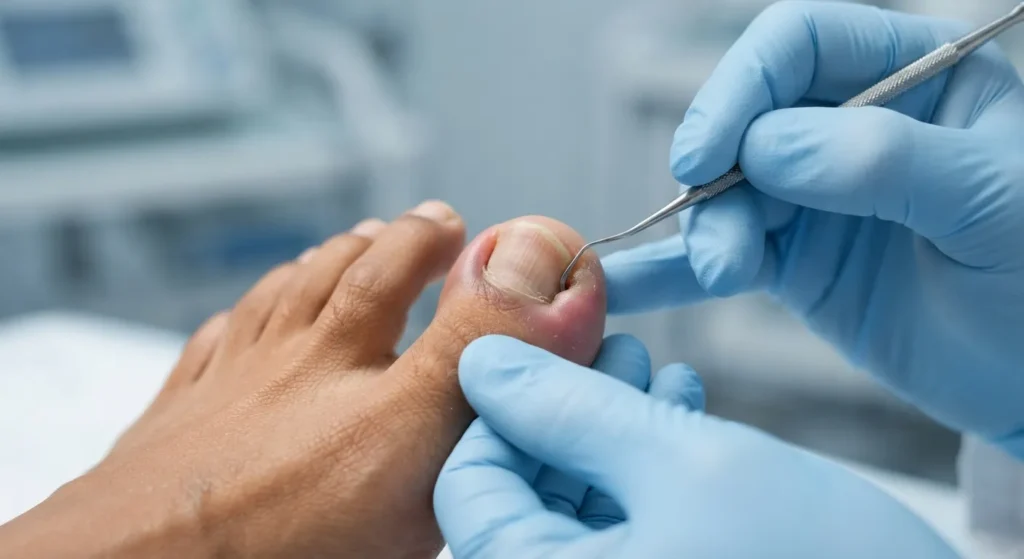 ingrown-nail-treatment-closeup Close-up ingrown toenail treatment by dermatologist
