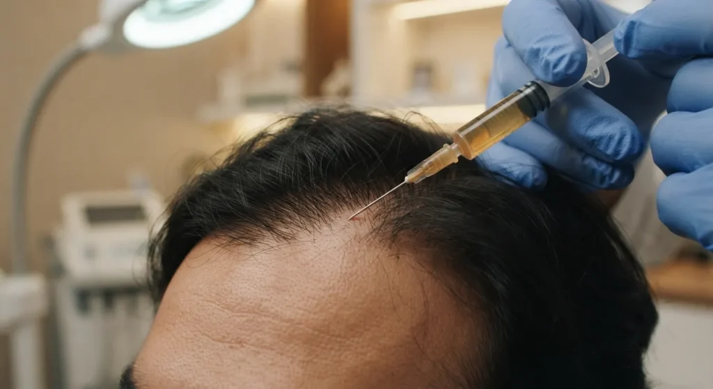 prp-hair-treatment-closeup Close-up PRP hair treatment on scalp
