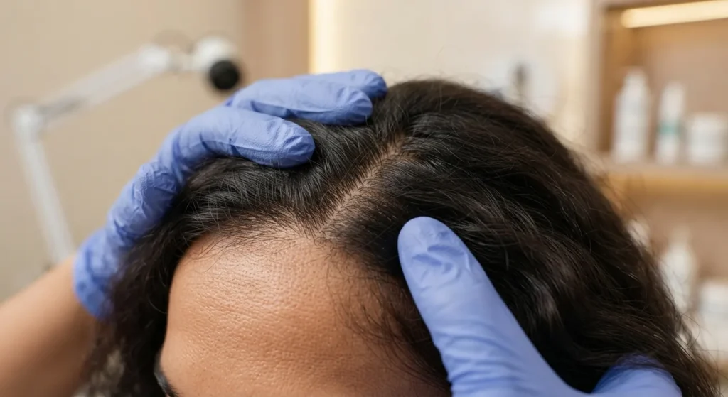 scalp-health-treatment-closeup Close-up scalp health examination