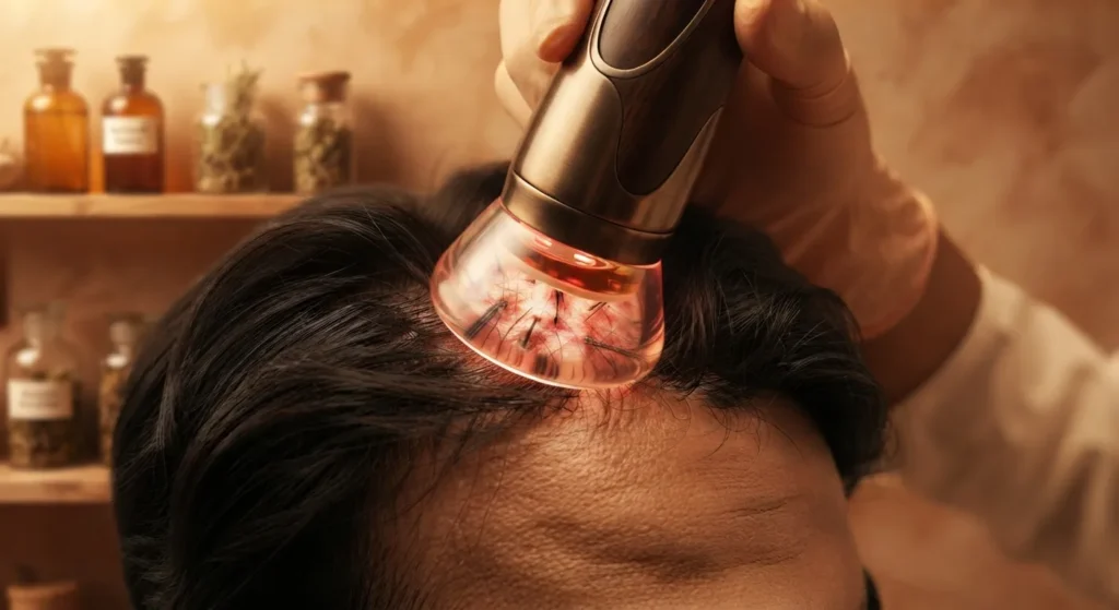 trichoscopy-closeup Close-up trichoscopy examination of scalp and hair follicles