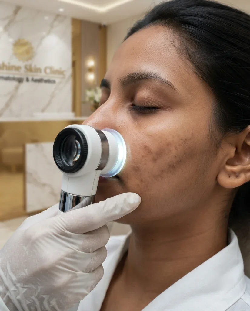uneven-skin-tone-assessment Close-up chemical peel treatment for uneven skin tone